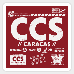 Vintage Caracas CCS Airport Code Travel Day Retro Travel Tag Magnet